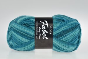 DROPS Fabel Long Print - szmaragdowy 918